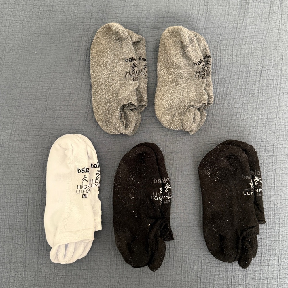 Balega Gray, Black, and White Socks Set - size small